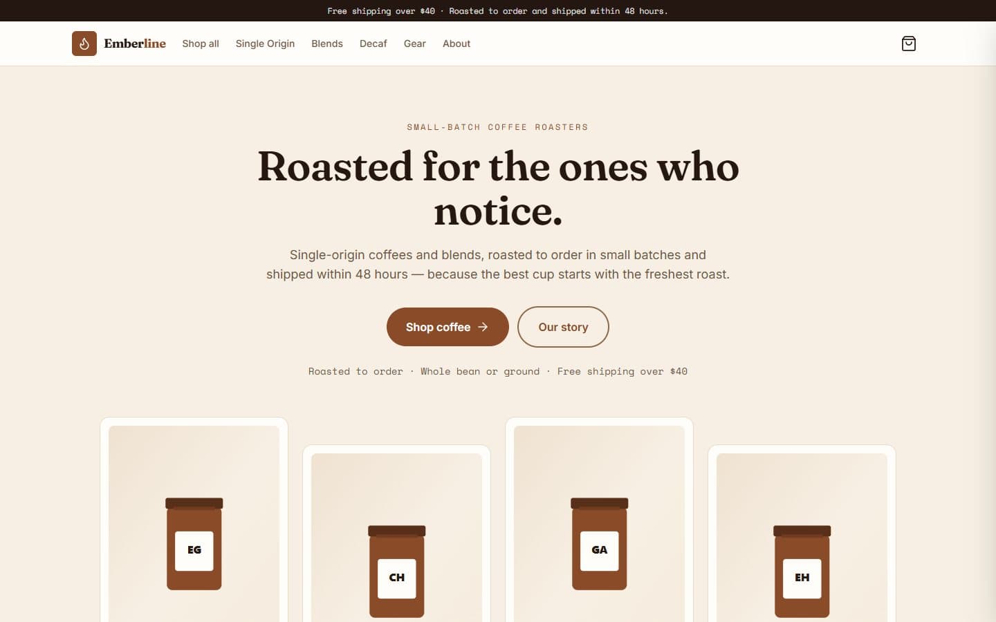 Emberline Coffee demo website