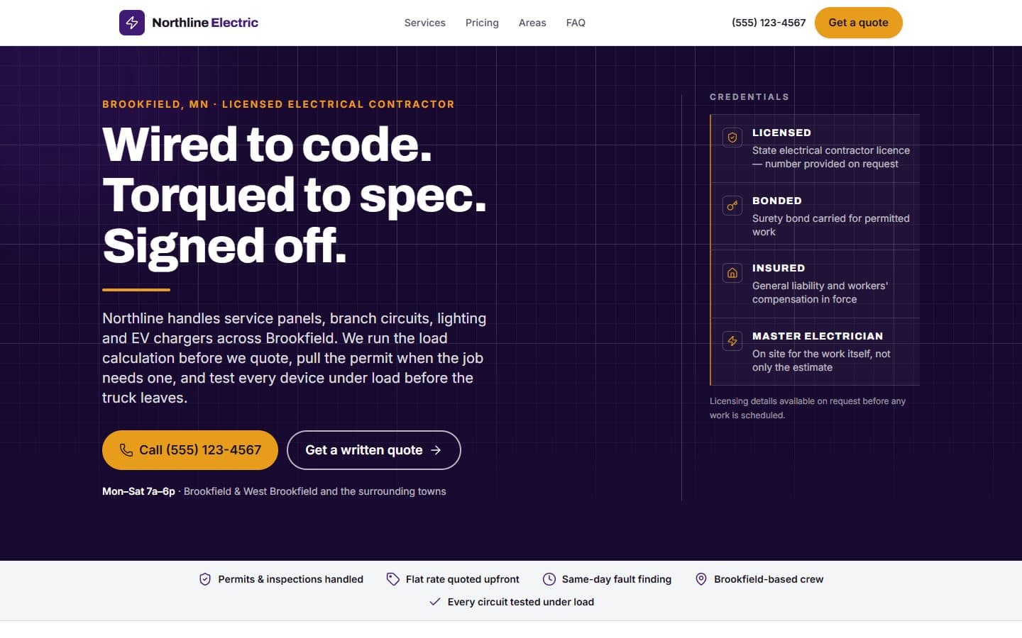 Northline Electric demo website