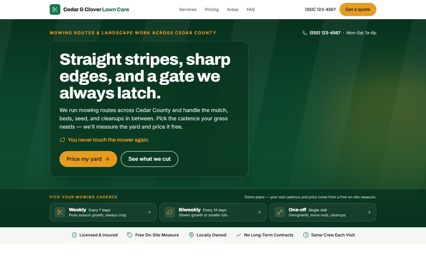 Cedar & Clover Lawn Care demo website