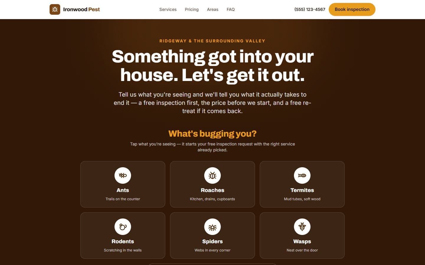 Ironwood Pest Control demo website