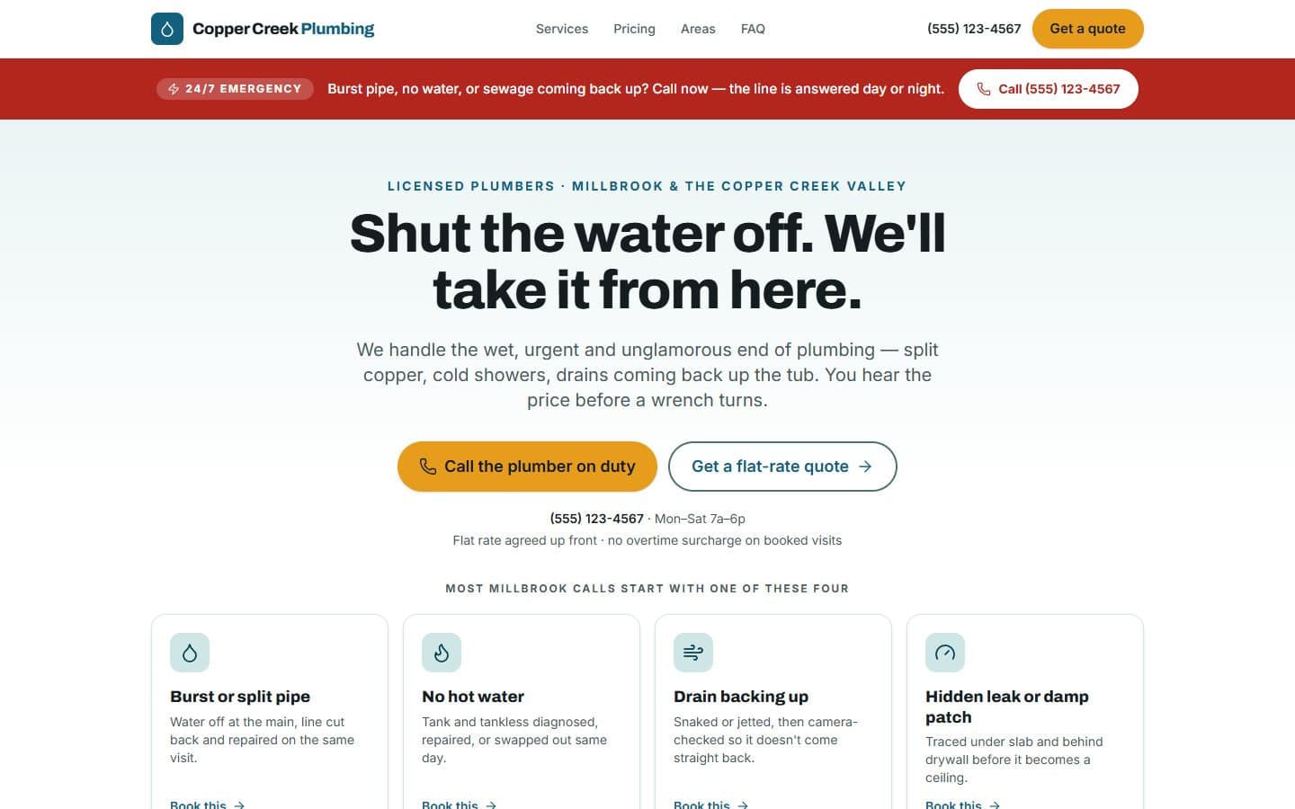 Copper Creek Plumbing Co. demo website