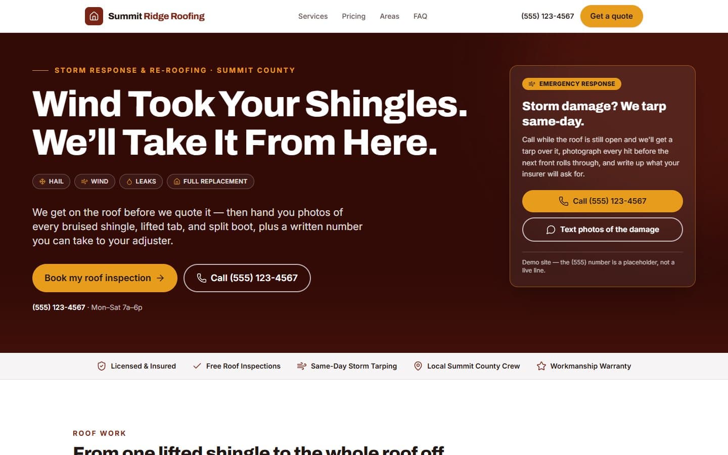 Summit Ridge Roofing demo website